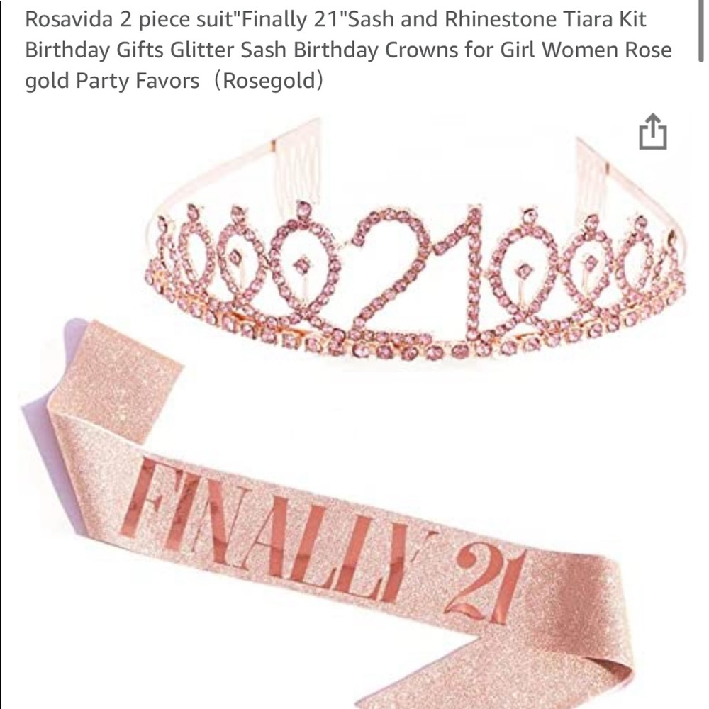 Rose gold 21st birthday crown and sash bundle